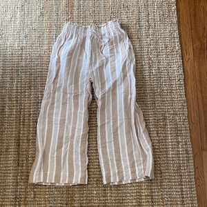 Striped pull on linen pant